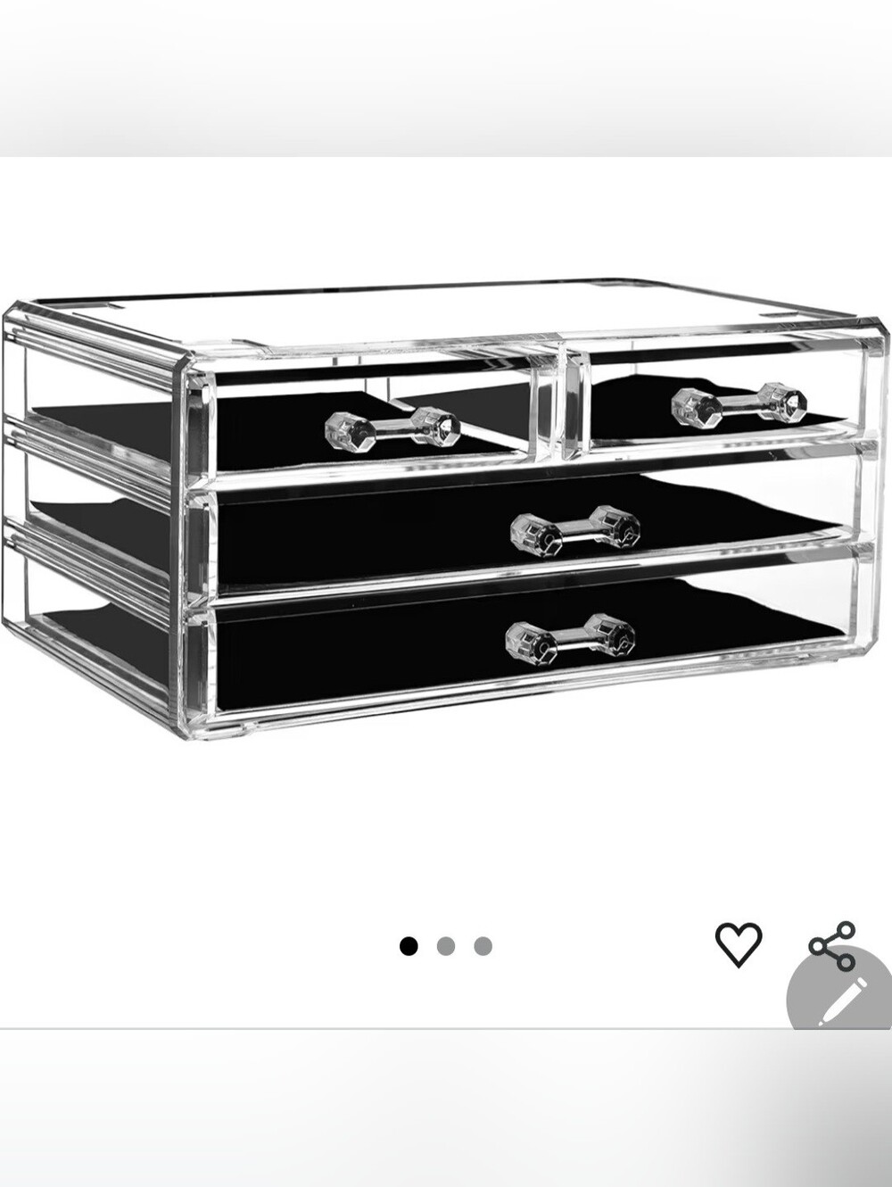 Clear Acrylic 4-Drawer Jewelry & Makeup Organizer - Black Valor Drawer Liners